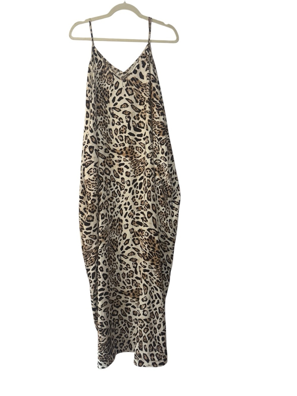 JODIFL Leopard-Print Slip Maxi Dress in Beige, Brown & Black with Pockets